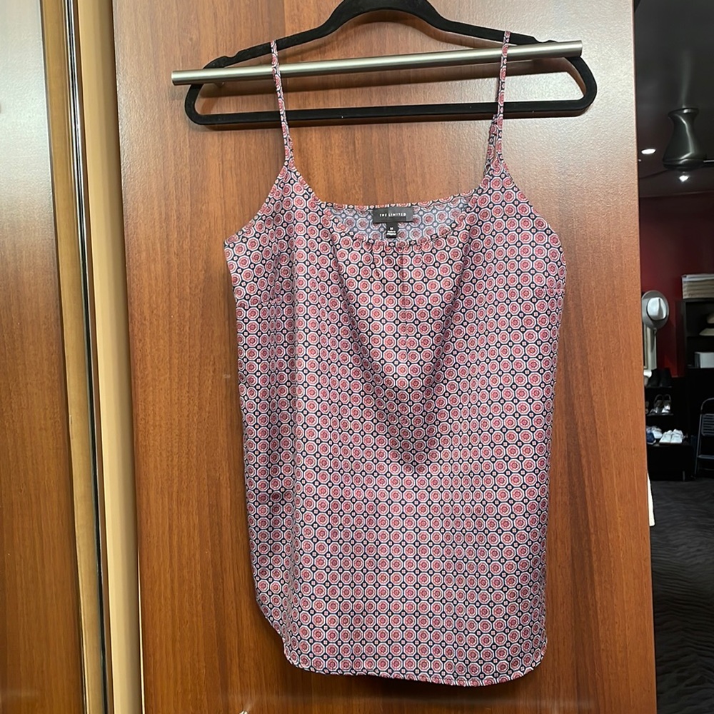 Used- The Limited polyester print tank-size M